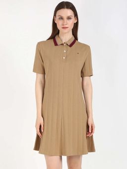Tommy Hilfiger - Women Cotton Polo Collar T-Shirt Brown Dress