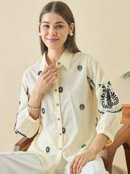 ZUMMER - Cotton Cream Embroidered Shirt