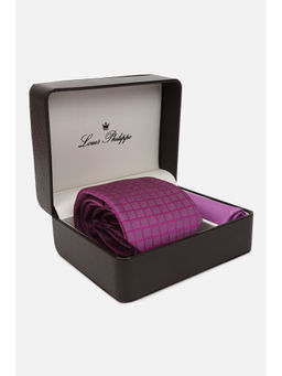 Louis Philippe - Men Pink Check Tie and Pocket Square