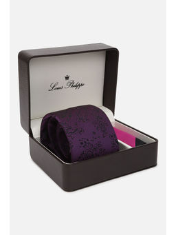 Louis Philippe - Men Purple Print Tie and Pocket Square