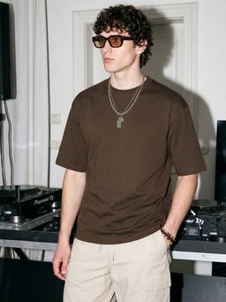 Bewakoof - Men's Chocolate Brown Oversized T-Shirt