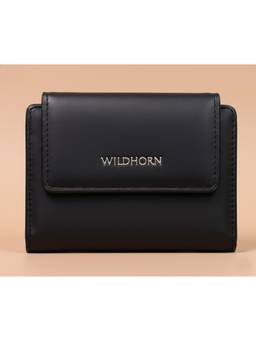 WILDHORN - Women's Black PU Two Fold Wallet