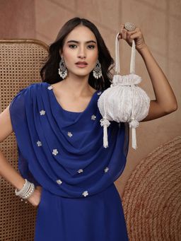 Anekaant - Women's Noor Edit Pure Ivory Satin Sequin Embellished Potli