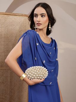Anekaant - Opal Thread Gold Suede Pearl Beaded Clutch