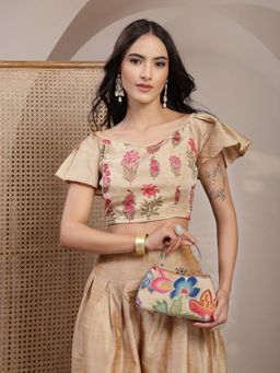 Anekaant - Woven Reverie Beige Multi Abstract Floral Embroidered Clutch