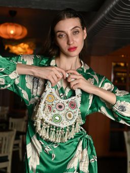 Odette - Women's White Cut dana Embroidered Handbag