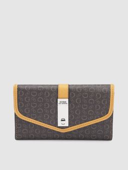 Guess - Women Printed Charcoal Cedar Flap Wallet