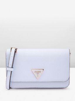 Guess - Women Solid Sky Blue Noelle Flap Sling Bag