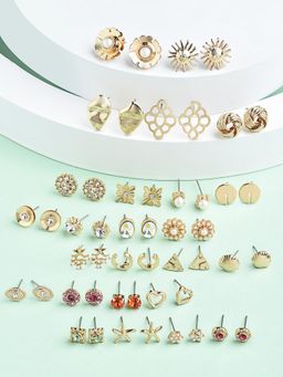 Zaveri Pearls - (Set of 25) Gold Tone Contemporary Studs Earrings ZPFK15135
