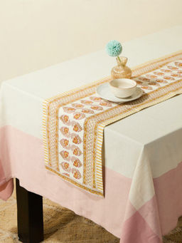 Fabindia - Yellow Cotton Hand Block Printed Table Runner