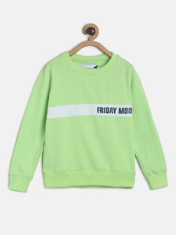 Tales & Stories - Boys Green Neon Cotton Poly Printed Sweatshirt