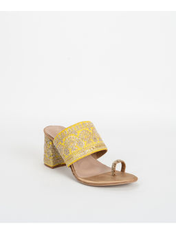 SCENTRA - Reya Kolhapuri Block Heels Yellow