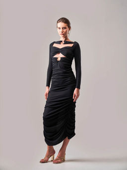 SOTBELLA - Midnight Ring Detail Ruched Dress
