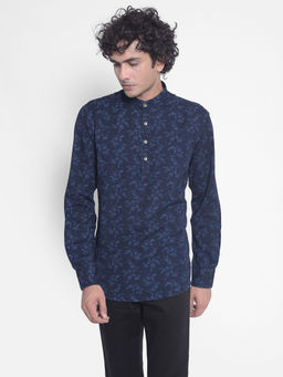 CRIMSOUNE CLUB - Mens Navy Blue Floral Kurta