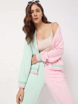 VERO MODA - Women Colourblock Casual Pink Sweatshirt