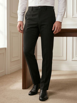 Louis Philippe - Men Black Polyester Blend Trousers