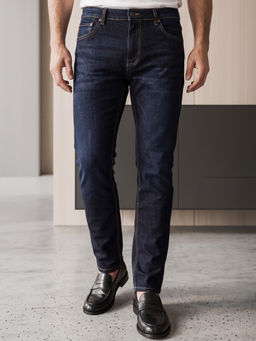 Louis Philippe - Men Navy Blue Mid Regular Fit Jeans
