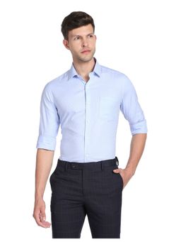 Arrow - Men Light Blue Self Design Cotton Formal Shirt