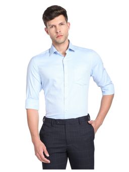 Arrow - Men Light Blue Manhattan Slim Fit Self Design Formal Shirt