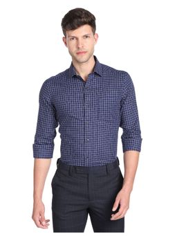 Arrow - Men Navy Graph Check Dobby Formal Shirt