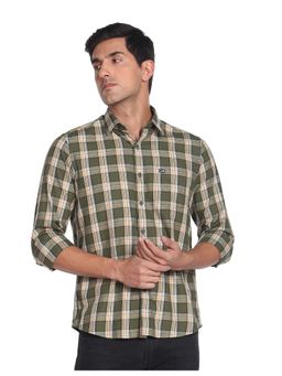 Arrow Sports - Men Green Tartan Check Twill Casual Shirt