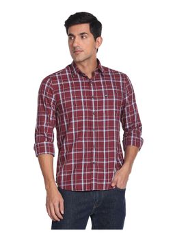 Arrow Sports - Men Red Manhattan Slim Fit Tartan Check Casual Shirt