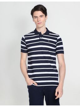 Arrow - Sports Men Navy Horizontal Striped Polo T-Shirt