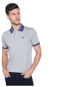 Arrow Sports - Men Grey Contrast Collar Heathered Polo T-Shirt