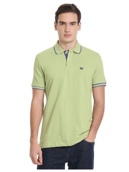 Arrow Sports - Men Light Green Tipped Collar Solid Pique Polo T-Shirt