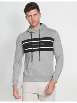 Arrow - Sports Men Grey Heathered Hooded Sweatshirt