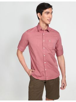 U.S. POLO ASSN. - Solid Twill Convertible Sleeve Casual Shirt