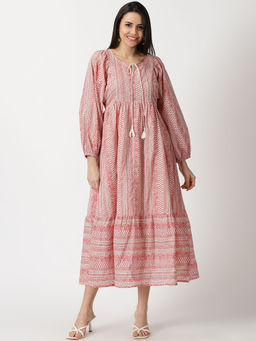 Saffron Threads - Pink Floral Print Boho Anti-Fit Maxi Dress