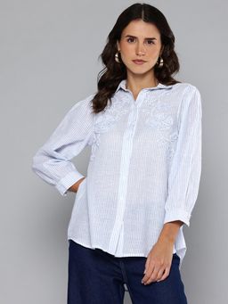 Scoup - Blue Dori Embroidered Striped Shirt