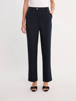 Pomelo - Fit Straight Leg Pants - Navy Blue