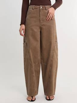 Pomelo - Barrel Wide Leg Jeans - Brown