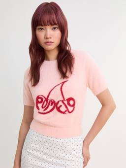 Pomelo - Cherry Fluffy Tee - Light Pink