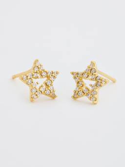 Pomelo - Star Rhinestone Stud Earrings - Gold
