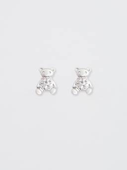 Pomelo - Teddy Bear Stud Earrings - Silver