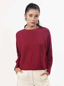 Zink London - Womens Maroon Solid Sweater