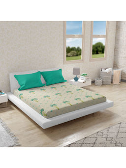 HomeTown - Emilia 100% Cotton Queen Double Bedsheet in Aqua Colour