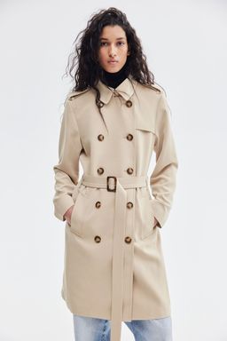 H&M - Women Beige Double-Breasted Trenchcoat