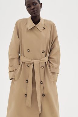 H&M - Women Beige Double-Breasted Trenchcoat