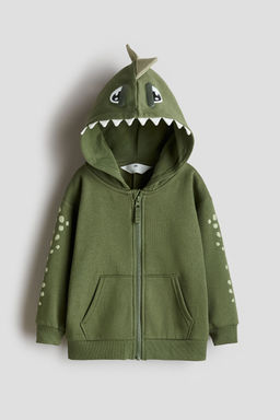 H&M - Boys Green Appliqued Zip-Through Hoodie