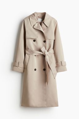 H&M - Women Beige Double-Breasted Twill Trench Coat
