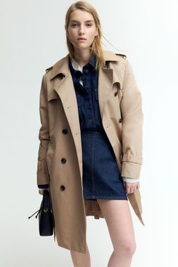 H&M - Women Beige Knee-Length Trench Coat