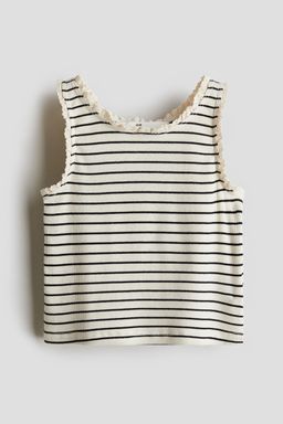 H&M - Girls White Lace-Trimmed Vest Top
