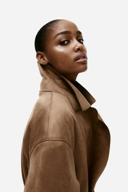 H&M - Women Beige Napped Tie-Belt Coat
