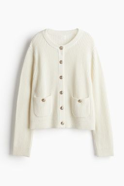 H&M - Women White Rib-Knit Cardigan