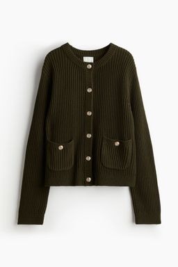 H&M - Women Green Rib-Knit Cardigan