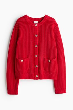 H&M - Women Red Rib-Knit Cardigan